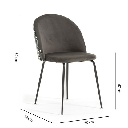 Sara – sedia in velluto decorato con gambe in metallo