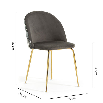 Sara – sedia in velluto decorato con gambe in metallo