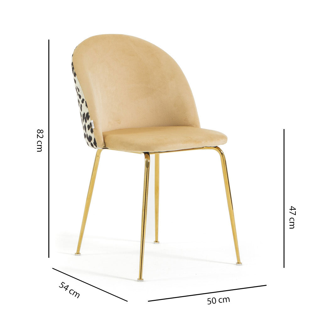 Sara – sedia in velluto decorato con gambe in metallo