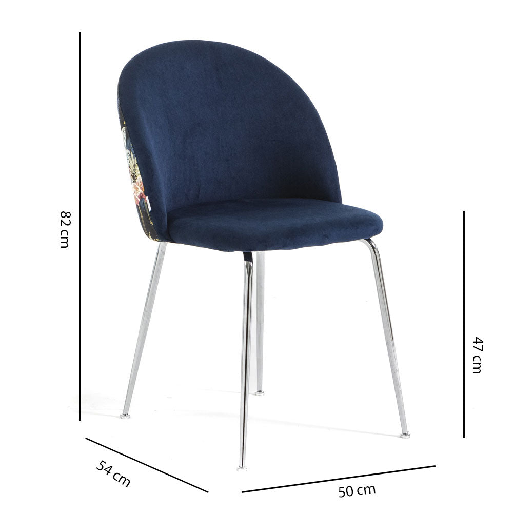 Sara – sedia in velluto decorato con gambe in metallo