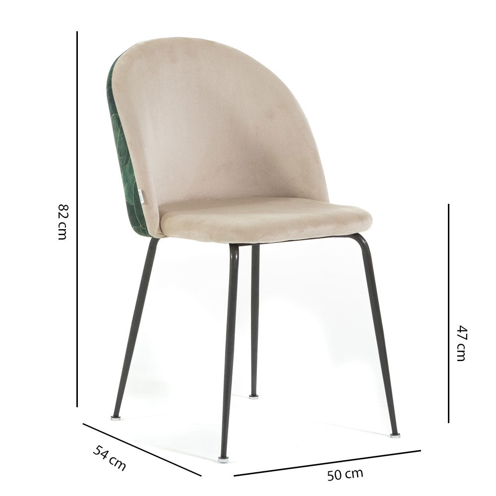 Sara – sedia in velluto decorato con gambe in metallo