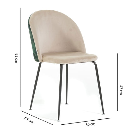 Sara – sedia in velluto decorato con gambe in metallo