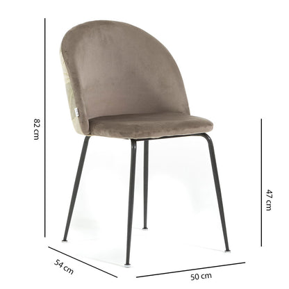 Sara – sedia in velluto decorato con gambe in metallo