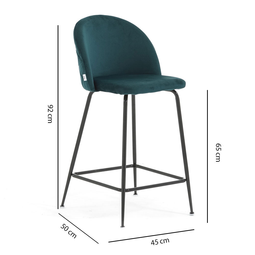 Sara XL – sgabello da cucina in velluto e gambe metallo