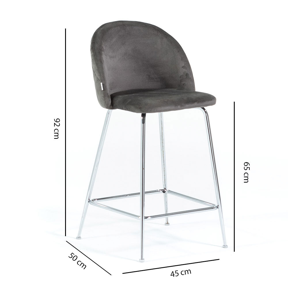 Sara XL – sgabello da cucina in velluto e gambe metallo
