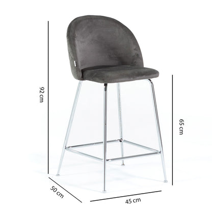 Sara XL – sgabello da cucina in velluto e gambe metallo
