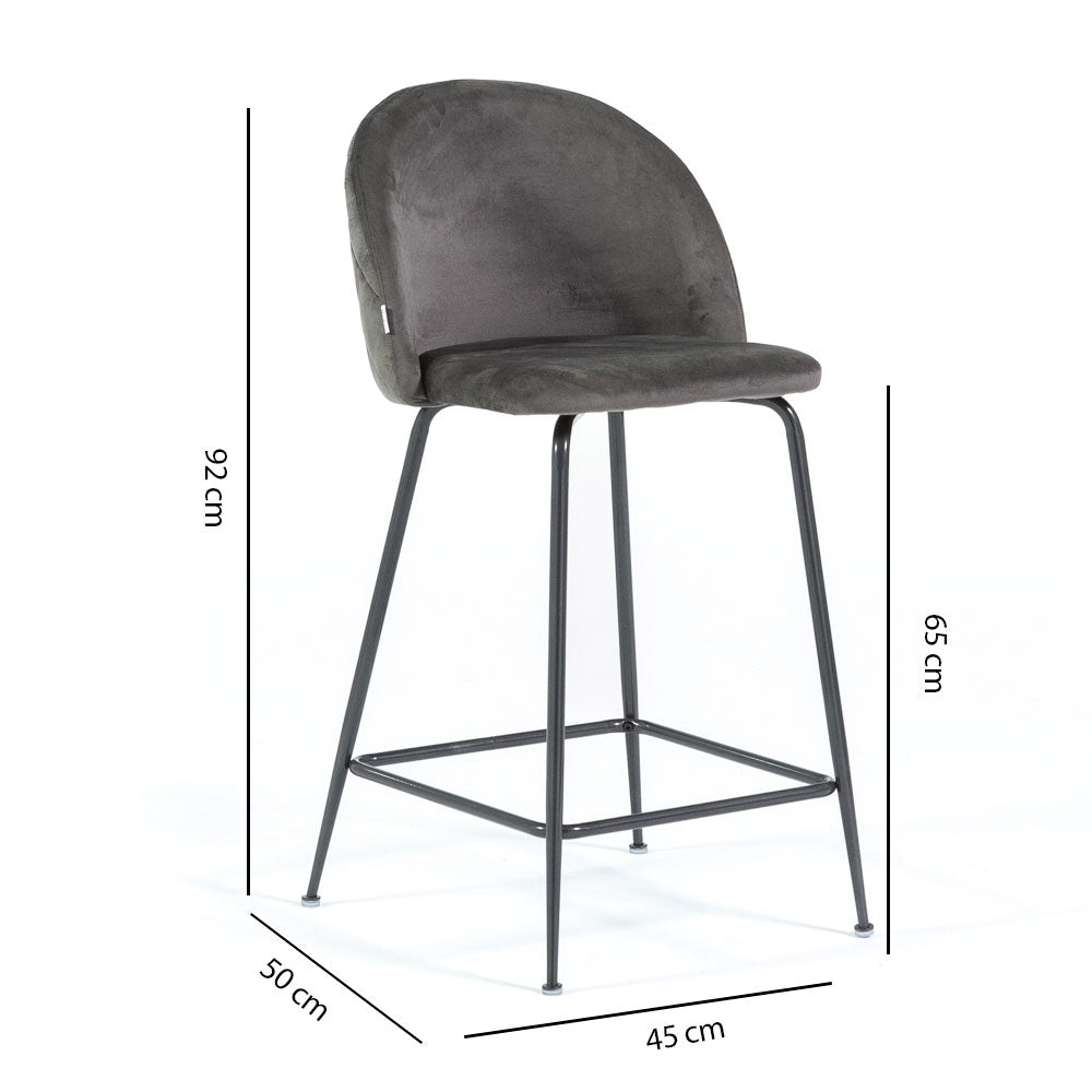 Sara XL – sgabello da cucina in velluto e gambe metallo