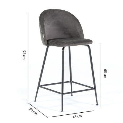 Sara XL – sgabello da cucina in velluto e gambe metallo