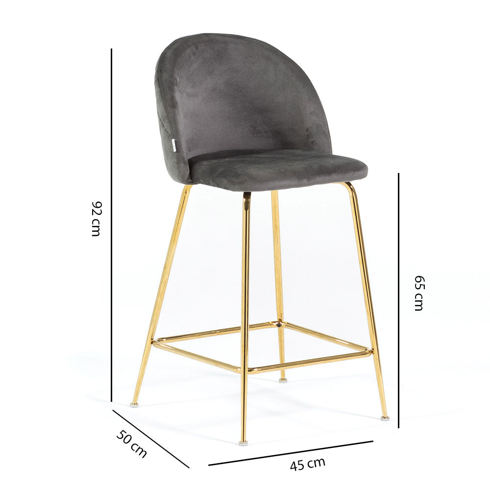 Sara XL – sgabello da cucina in velluto e gambe metallo