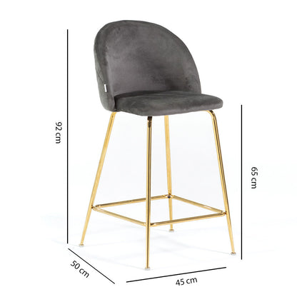 Sara XL – sgabello da cucina in velluto e gambe metallo