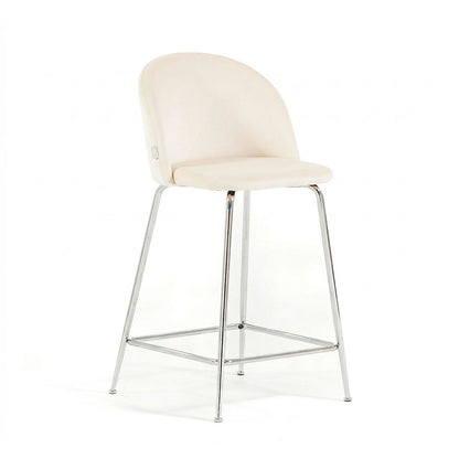 Sara XL – sgabello da cucina in velluto e gambe metallo, colore bianco avorio, gambe argento