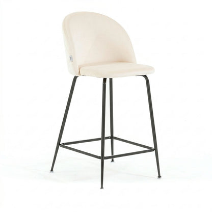 Sara XL – sgabello da cucina in velluto e gambe metallo, colore bianco avorio, gambe grigio scuro