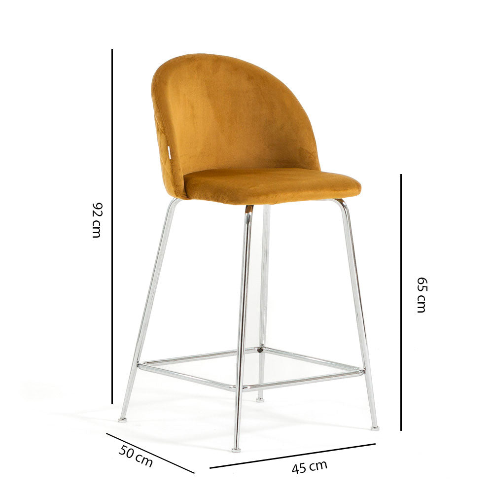 Sara XL – sgabello da cucina in velluto e gambe metallo
