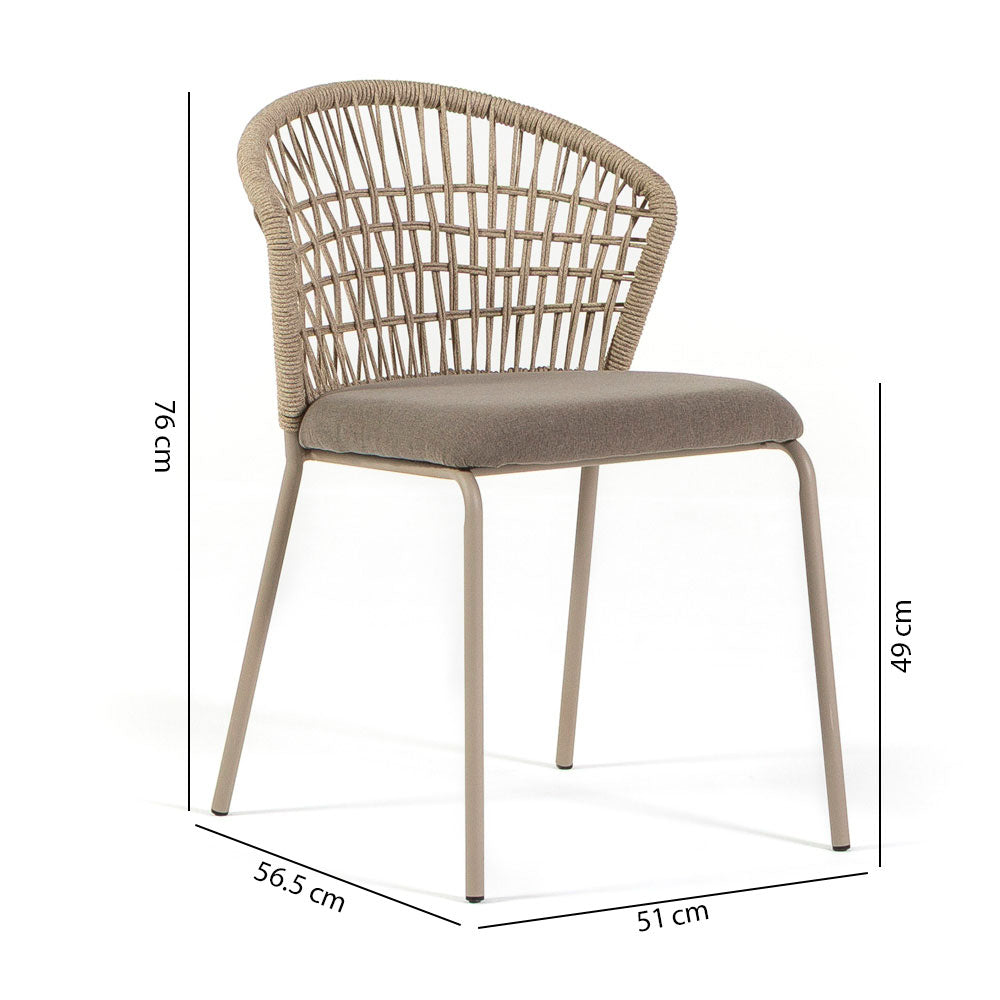 Stacey – sedia in corda con struttura in metallo champagne
