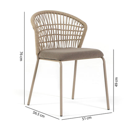 Stacey – sedia in corda con struttura in metallo champagne