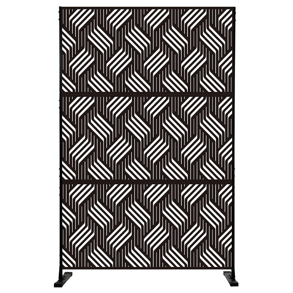 Separè in acciaio zincato modulabile per interni ed esterni, colore nero, design trama