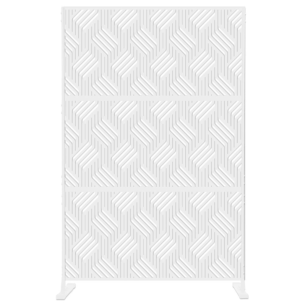 Separè in acciaio zincato modulabile per interni ed esterni, colore bianco, design trama